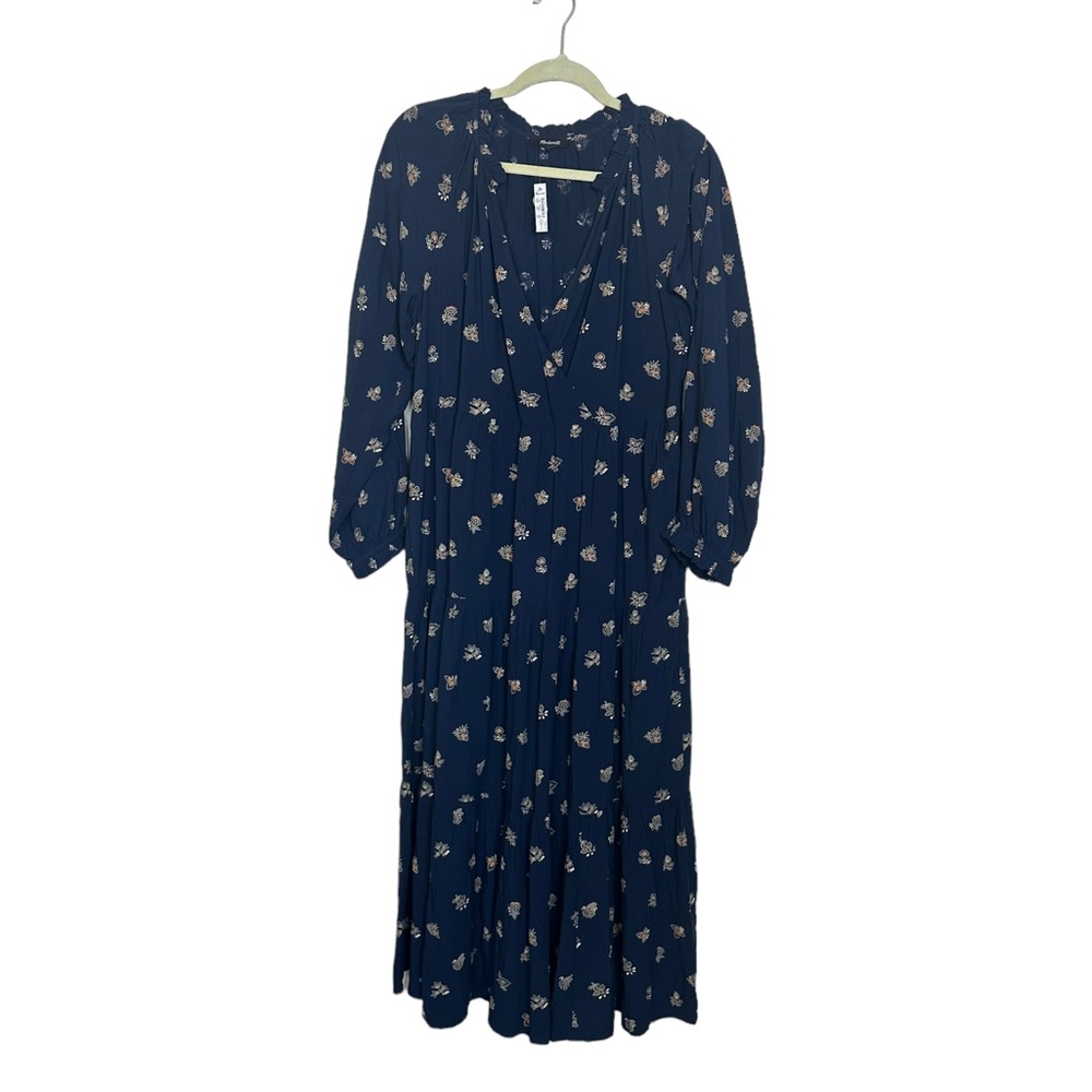 Madewell Navy Blue Floral Midi Dress